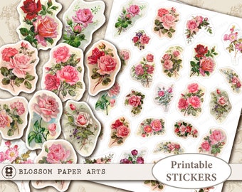  HHLCWA 4 Rolls Vintage Aesthetic Rose PET Stickers, DIY Craft  Scrapbook Paper Stickers for Journal Planners, Notebook Decoupage Album  Crafter Gifts, Picture Frames