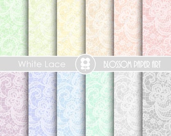 Lace Digital Paper Pack: 12x12 Scrapbook Backgrounds (Digital Download)