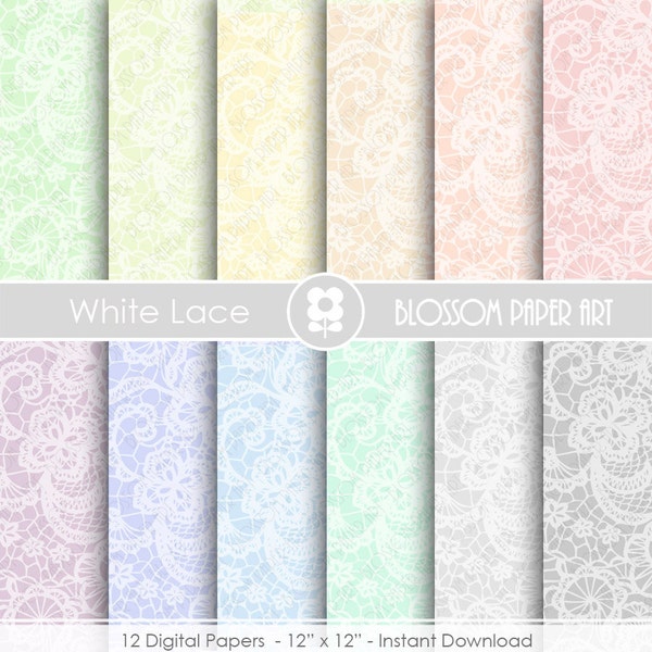 Lace Digital Paper, Lace Papers, Lace Scrapbook Digital Paper Pack, Lace, Wedding, Scrapbooking-INSTANT DOWNLOAD-1917