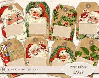 CHRISTMAS Printable Tags Vintage Christmas Gift Tags Digital Collage Sheet Printable Sheet Paper Crafts Scrapbook, journaling tags 2236