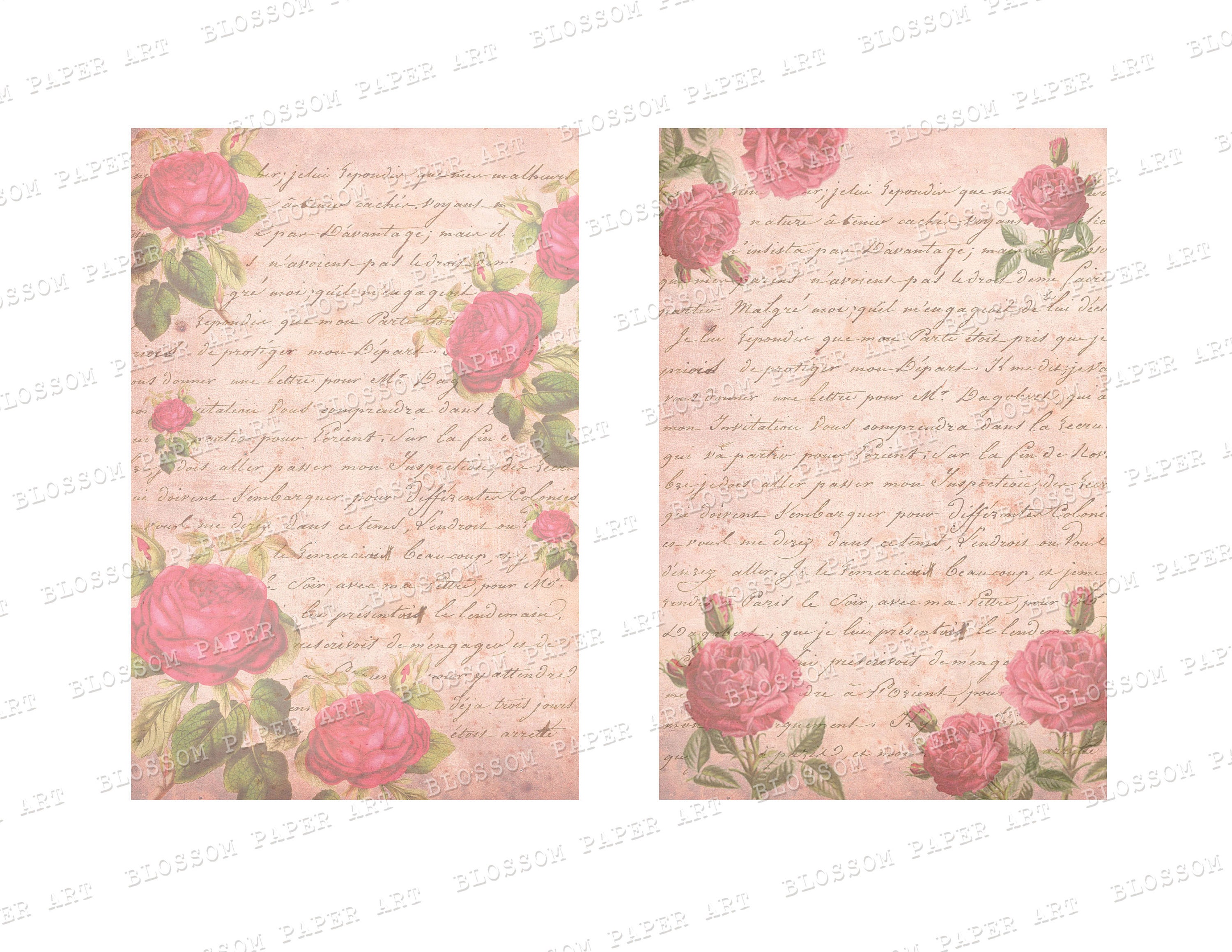 Vintage Rose Journaling Cards: Printable Floral Collage Sheets (digital ...