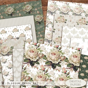 Rose Digital Paper for Junk Journal, Scrapbooking, Floral Digital Paper Pack, Scrapbook Paper, Rose Collage Sheet, Digital Download 2853 1