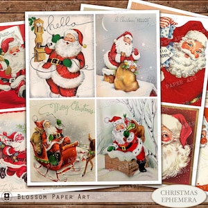 Cartes imprimables de Noël, images de Noël vintage, graphiques de Noël rétro, Scrapbook, Junk Journal Christmas 2782 2