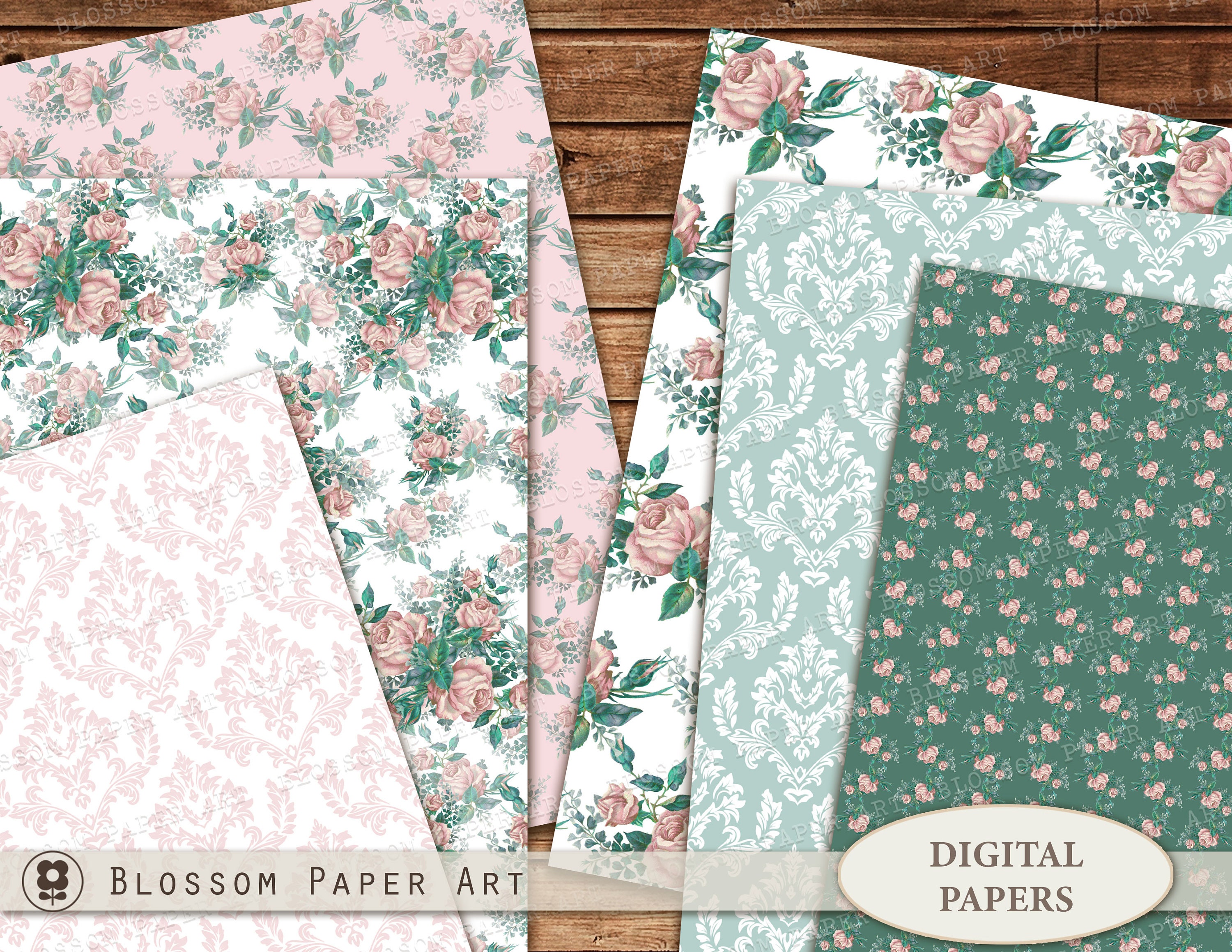 Victorian Roses Digital Paper Pack: Floral Scrapbooking (INSTANT ...