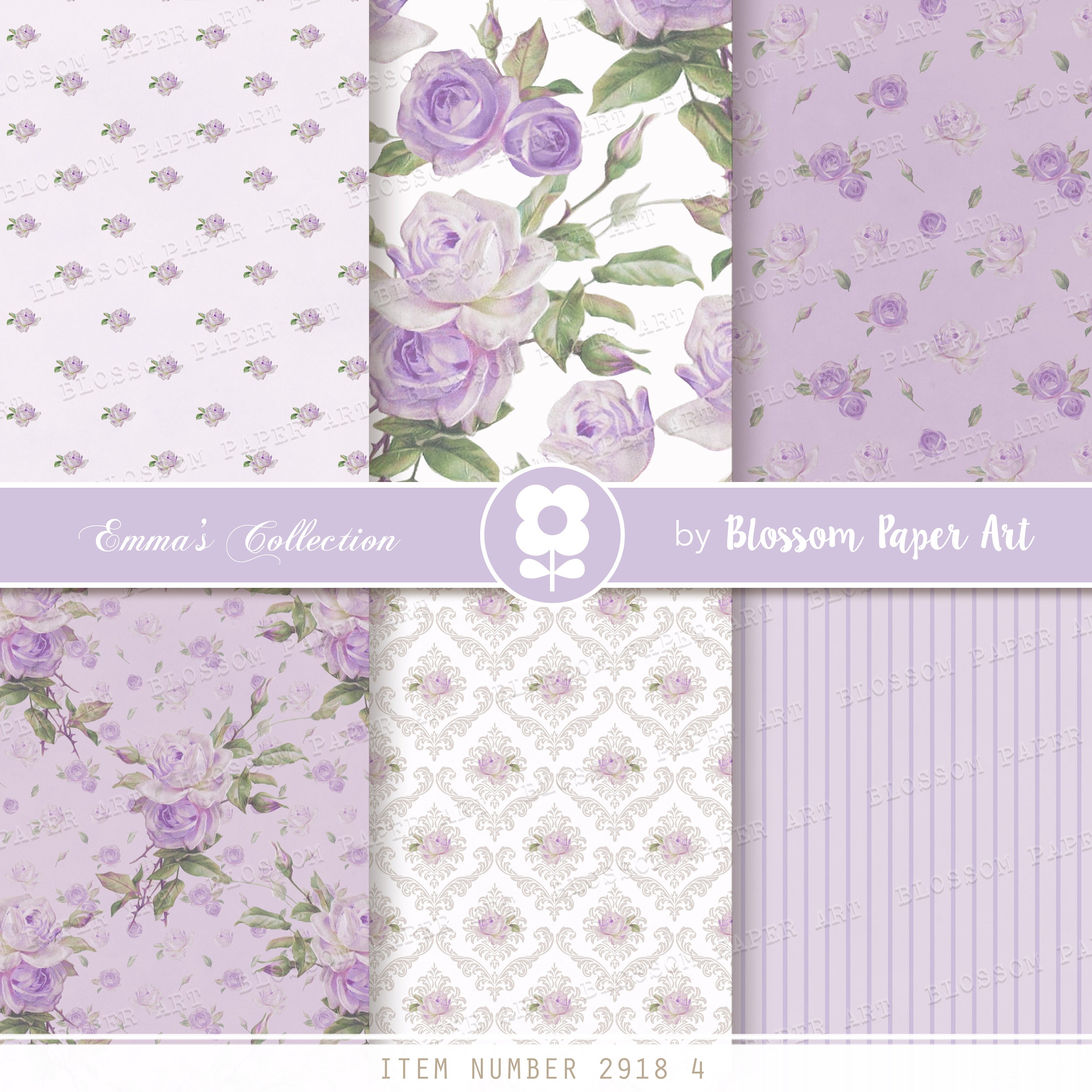Purple Floral Scrapbook Paper