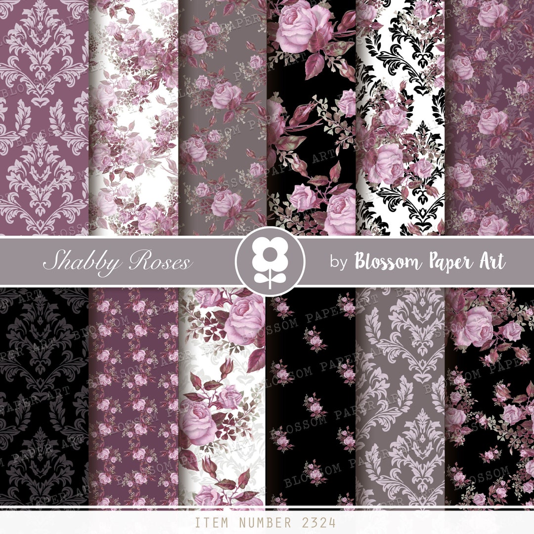 Rose Digital Paper Pack: Vintage Floral Scrapbook Paper (instant ...