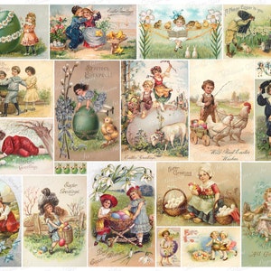 Ephemera di Pasqua, Cartoline di Pasqua, Cartoline di auguri di Pasqua Vintage, Pasqua Vintage Ephemera Digital Collage Sheet Digital Download 2893