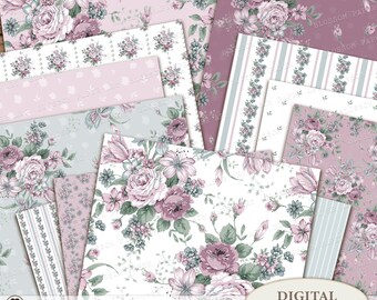 Viktorian Rose Digital Paper Pack: A4 Junk Journal, Scrapbooking (Digitaler Download)