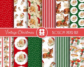 Vintage Christmas Digital Paper Pack: Scrapbooking Designs (Digital Download) - 2002