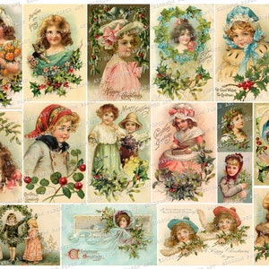 Christmas Ephemera, Christmas Vintage Cards, Christmas Greeting Cards, Junk Journal Christmas Graphics 2866