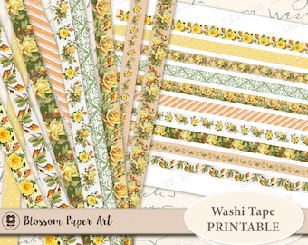 Floral Washi Tape Printable: Digital Collage Sheet (Digital Download)