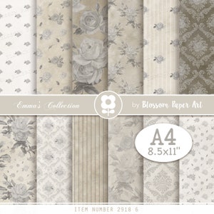 Vintage Roses Digital Paper: Shabby Chic Scrapbook Pages (Digital Download)