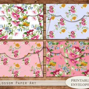 Envelopes florais imprimíveis para convites, papelaria, envelopes imprimíveis, presentes, diário, scrapbooking, convites 2387