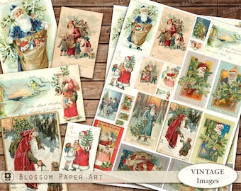 Vintage Christmas Cards Printable: Collage Sheet (Digital Download)