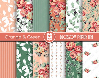 Red Floral Digital Paper Pack: Scrapbooking Flowers (Digital Download) - 1949