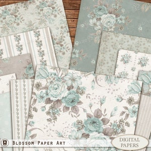 Shabby Chic Floral Vintage Digital Paper - Pastel Tone Backgrounds for Scrapbooking, Crafts, and Design - Blossom Paper Art 2942 4