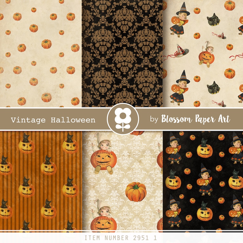 Vintage Halloween Digital Paper Pack: Junk Journal & Scrapbook (digital ...