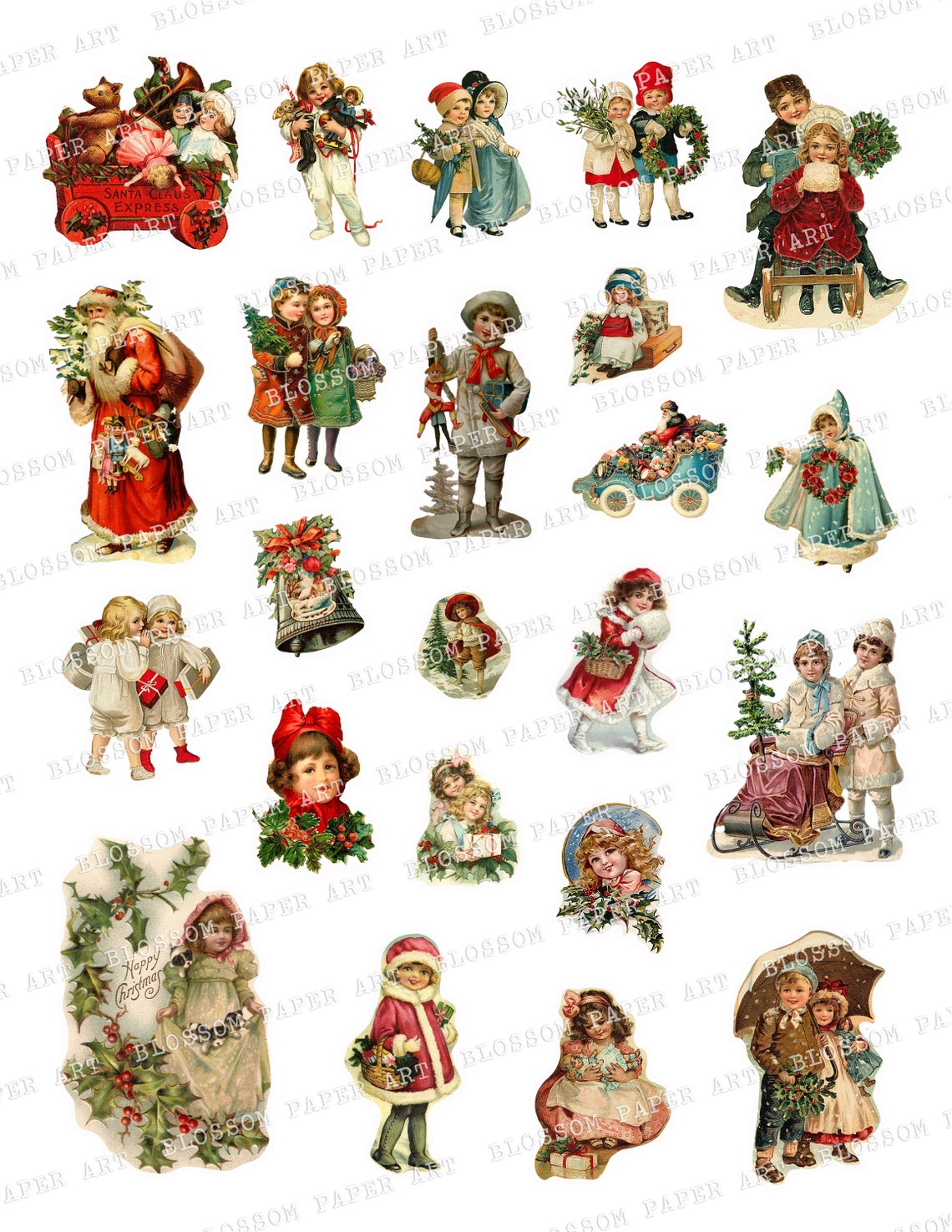 VINTAGE Christmas Printable Stickers Christmas Die Cut Etsy