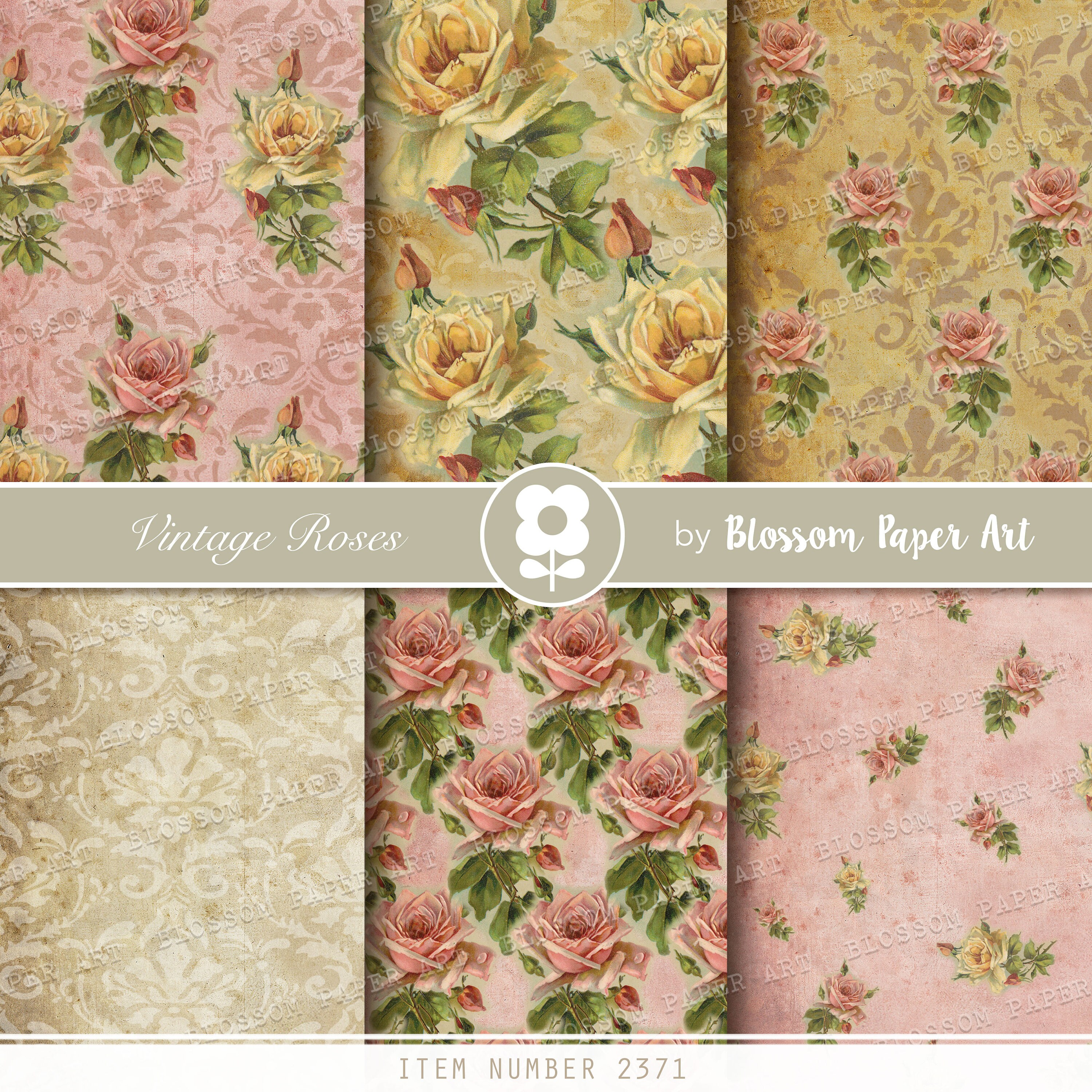 Vintage Rose Digital Paper Pack: Victorian Floral Scrapbooking (INSTANT ...