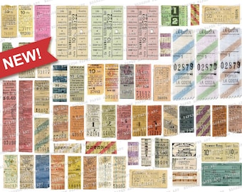 Vintage Ticket Ephemera: Printable Collage Sheet (Digital Download)