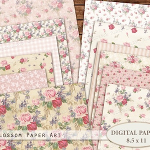 Rose Digital Paper, Scrapbook Paper, Vintage Floral Collage Sheet, Junk Journal Paper, Vintage Ephemera Digital Download 2829A4