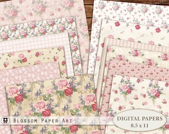 Rose Digital Paper, Scrapbook Paper, Vintage Floral Collage Sheet, Junk Journal Paper, Vintage Ephemera Digital Download 2829A4