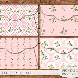 Printable Envelopes SHABBY ROSES Printable Envelopes Digital Download Collage Sheet Instant Download 2390