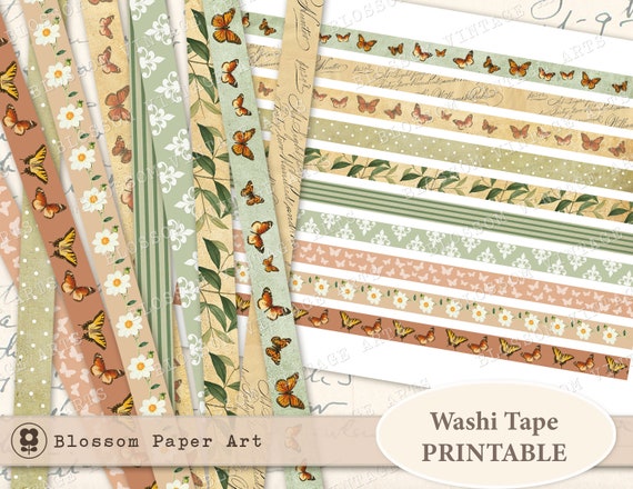 Washi Tape Digital Collage Sheet Butterflies Printable Strips Digital  Download Washi Tape Journaling Tags Scrapbook Instant Download 2221 