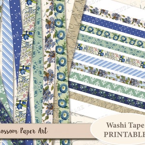 WASHI TAPE Printable Digital Collage Sheet Printable Washi Tape Planner Scrapbook Tags Journaling Printable Sheet Instant Download 2228