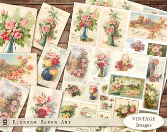Vintage Floral Ephemera: Junk Journal Printable Collage Sheet (Digital Download)
