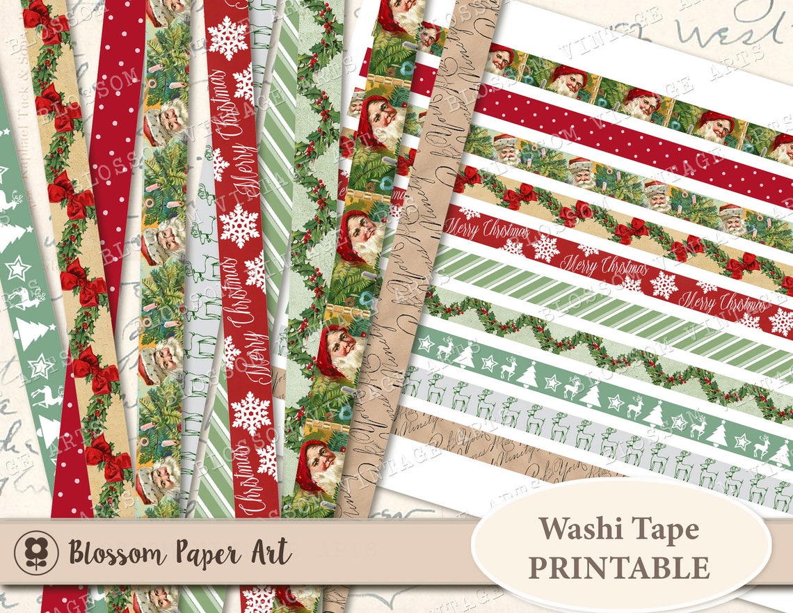 CHRISTMAS Washi Tape Printable Collage Sheet Printable Washi - Etsy