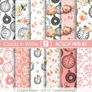 Vintage Rose Digital Paper Pack: Shabby Chic Scrapbooking (Instant Download)