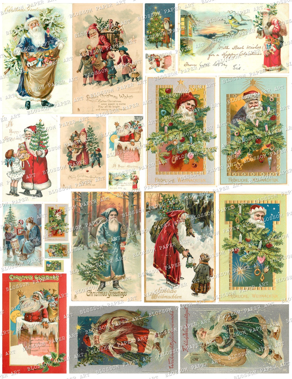 CHRISTMAS Cards Printable Vintage Christmas Images Vintage - Etsy