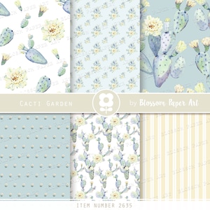 Scrapbook Paper, Cacti Digital Paper, Scrapbooking Paper Pack, Cacti ...