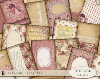 Vintage Roses Junk Journal Pages: Printable Collage Sheets (Digital Download)