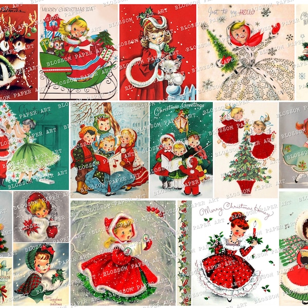 Vintage Christmas Graphics, Christmas Ephemera, Christmas Vintage Cards, Junk Journal Images, Christmas Printable Scraps, Tags, Collage 2870