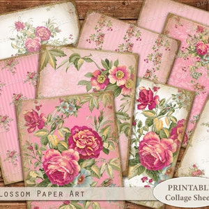 Vintage Floral Collage Sheets: Junk Journal Scrapbook Paper (Digital Download)