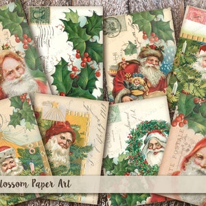 Christmas Cards Digital Collage Sheet: Printable Santa Tags (Digital Download)