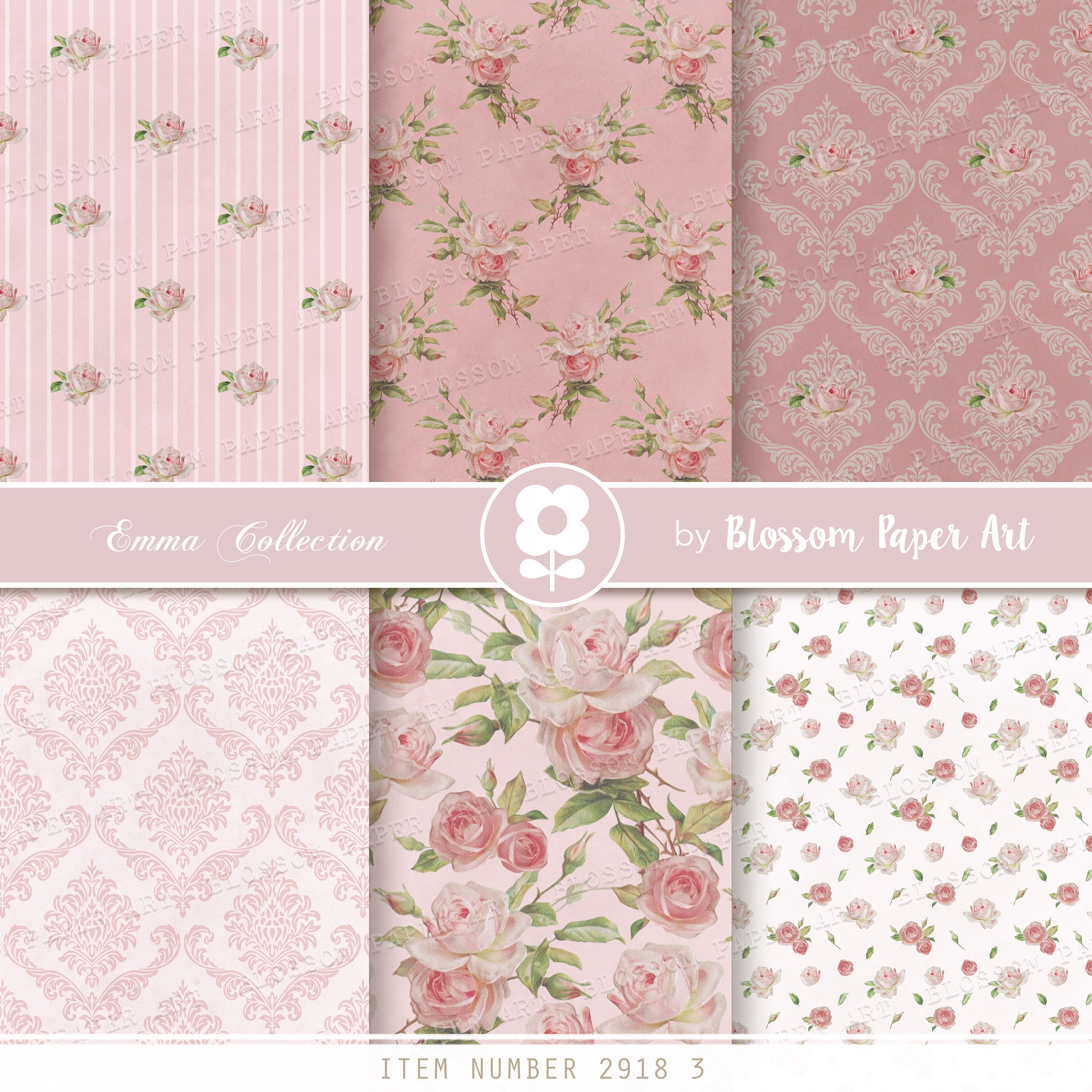 Vintage Roses Digital Paper: Floral Scrapbook Collage (digital Download ...