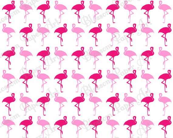 Flamingo Pink White Background Digital Scrapbooking Paper ...