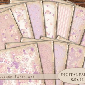 Vintage Floral Digital Paper: 8.5x11 Scrapbook Collage (Digital Download)