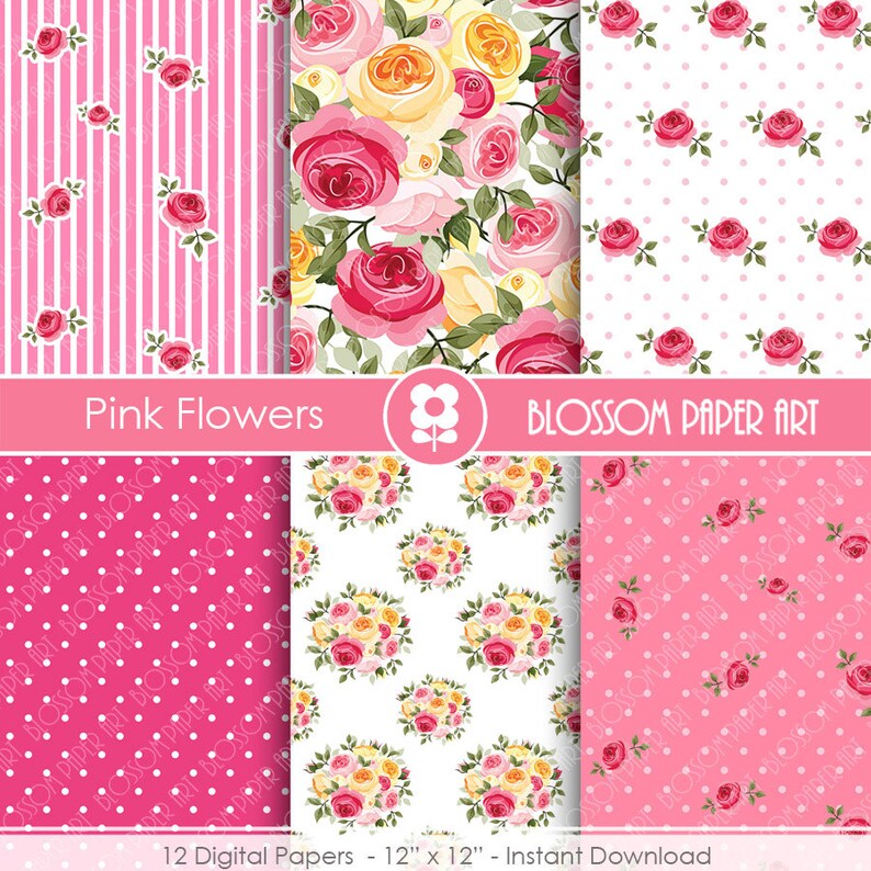 pink digital papers pink scrapbook paper pack digital paper etsy