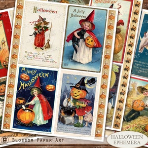 Druckbare Halloween Karten, Vintage Halloween Bilder, Halloween Postkarten, Ephemera, Scrapbook Halloween Grafiken, Junk Journal 2952