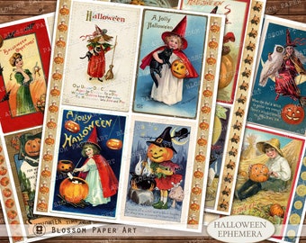 Vintage Halloween Images: Printable Cards, Ephemera (Digital Download)