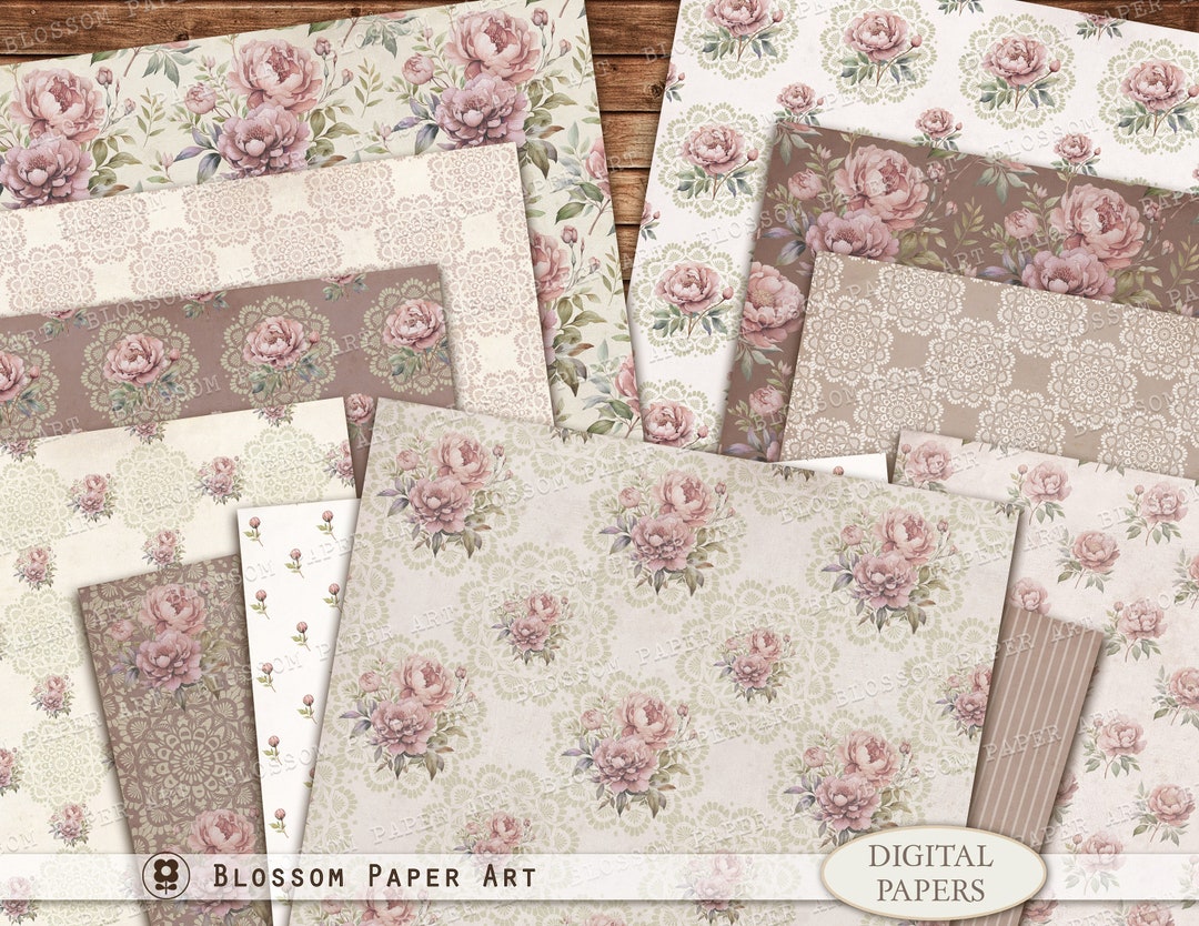 Floral Victorian Digital Paper for Junk Journals, Vintage Digital Paper ...