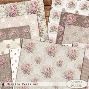 Papel digital floral vitoriano para diários indesejados, papel digital vintage, papel de scrapbook de rosas, folha de colagem de flores vitorianas 2968 5