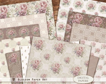 Floral Victorian Digital Paper: Junk Journal Scrapbook (Digital Download)
