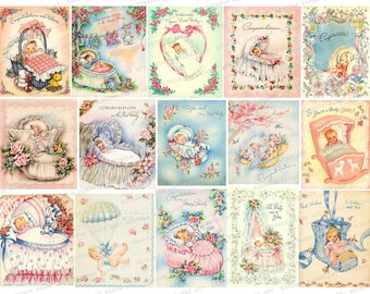 Vintage Image Retro Nursery Baby Animal Assortment Transfers