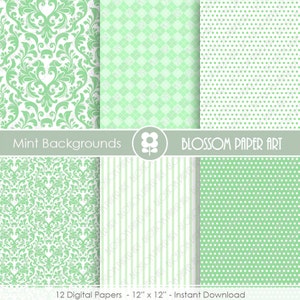 Mint Green Digital Backgrounds Digital Papers Mint Textures - Etsy