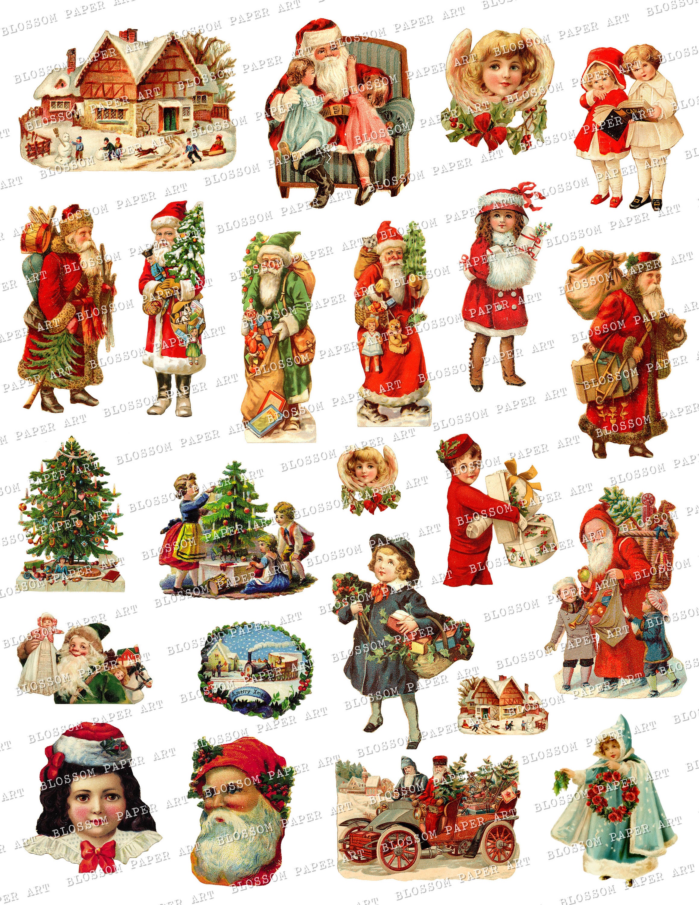CHRISTMAS Printable Digital Collage Sheet Vintage Christmas - Etsy
